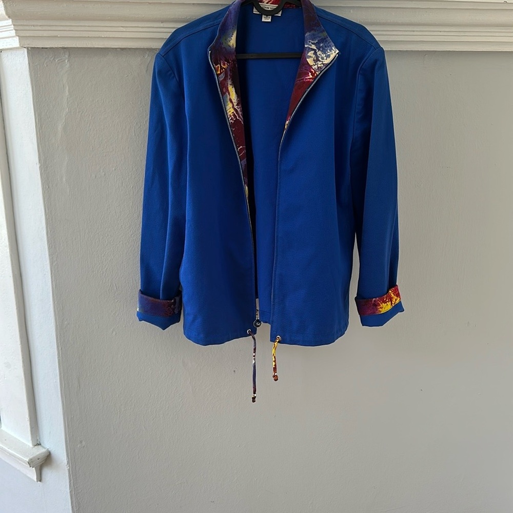 Women's Blue Jacket with Multicolor Accents